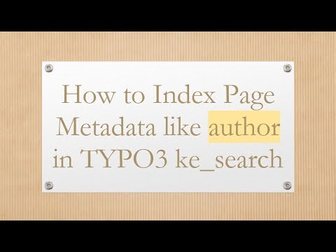 How to Index Page Metadata like author in TYPO3 ke_search
