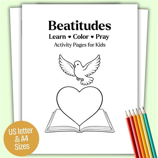 Beatitudes Learn Color Pray Printable | Christian Activity Pages for Kids | Bible Lesson | Sunday School - Etsy