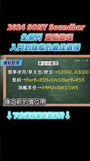 2024 💫 SONY Soundbar全系列重點整理 | 入門到旗艦的最佳組合🎯