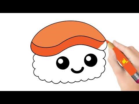 Cute Sushi Drawing for Kids 🍣 | Easy Cartoon Sushi Drawing Lesson