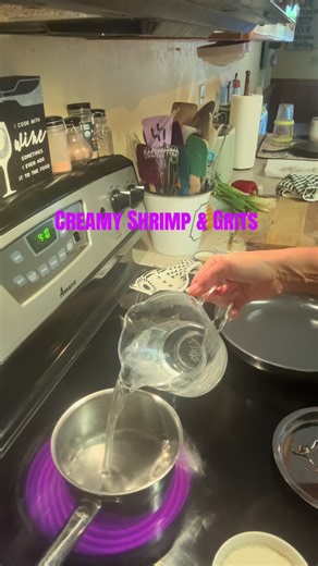 Creamy Shrimp & Grits for One! #foodies #yummy #simplerecipe #cookwithme #goodfood