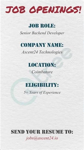 Senior Backend Developer Opening at Ascent24 Technologies | C# .Net | EU Shift