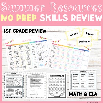 2026 1st to 2nd Grade Summer Review Packet | Decoding, Writing, Math, Fluency