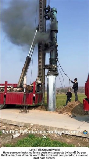 Driving Steel Posts with a Pile Driver – Satisfying Construction Thud ⚙️🔊