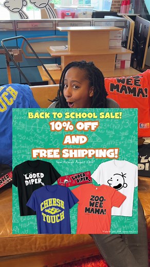 We promise your shirts will be 100% in tact (unless noted in your order) 🫡 10% off AND free shipping on our shop to help you refresh your back to school wardrobe 🤑 Link in bio! #wimpykid #diaryofawimpykid #cheesetouch #lodeddiper #gregheffley #zooweemama #prank #backtoschool #sale