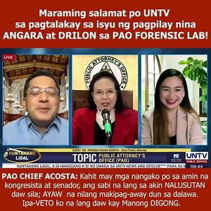 UNTV INTERVIEW RE: DRILON-ANGARA INSERTION OF PROHIBITION TO PAY SALARIES OF PAO FORENSIC LABORATORY DIVISION PERSONNEL. | Persida V. Rueda-Acosta