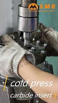 How to insert carbide buttons into drill bit by cold pressing