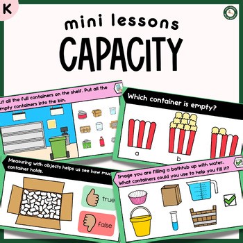 Kindergarten Capacity Activities | Comparing & Measuring Liquid Capacity No Prep