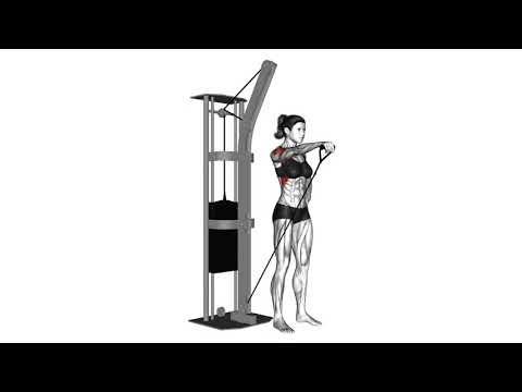 Single Arm Cable Front Raise： An Exercise Guide 26891201 Cable One Arm Front Raise female Shoulders