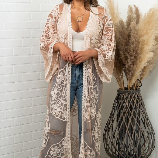 Boho Lace Kimono Robe | Embroidered Mesh Duster Cardigan | Sheer Festival Cover up | Beach Kimono | Bohemian Summer Layer | Nadia - Etsy