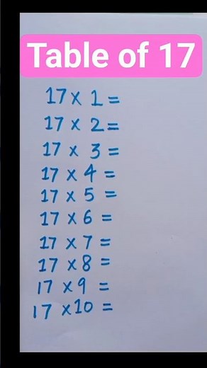 Table of 17 in 30 Seconds | Learn 17 Times Table Fast #shorts