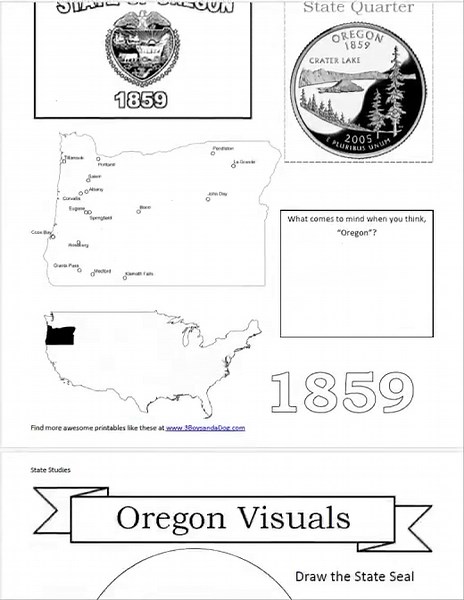 Oregon State Worksheet Pack: Printable Geography and History Unit Study Kit - Etsy