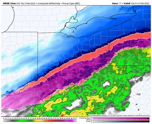 Our southern counties from Mount Vernon to Canton to Youngstown have been seeing a mix of sleet and freezing rain all day. Snow has occasionally mixed with sleet as far north as Mansfield, Wooster, Akron, and Warren. High-resolution forecast guidance shows this mix persisting across central and east-central Ohio through the afternoon before a gradual change to all snow from northwest to southeast this evening. Expect icy and hazardous road conditions where this wintry mix is occurring, with a gl