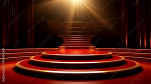 red carpet stage on stair luxury video template background looping