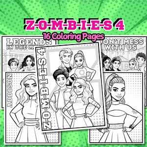 ZOMBIES 4 Dawn of the Vampires Coloring Pages, Zombies Movie Birthday Activity, Kids Coloring Book, Digital Instant Download Color Sheets - Etsy