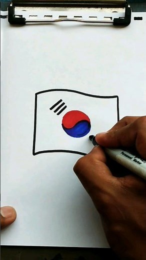Como DIBUJAR la BANDERA de COREA del SUR 🇰🇷✨ #DibujoFacil #ComoDibujar