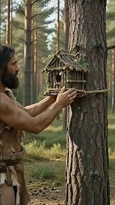 He Built Tiny Bird Houses Around His Primitive Home 🐦🌿 #shorts