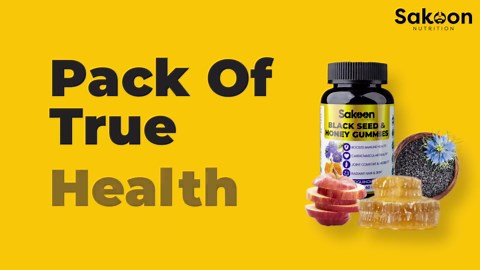 Sakoon nutrition Black Seed Oil Gummies with Honey and W/ 2%+ THYMOQUINONE - Nigella Sativa Seeds - Super antioxidant for Immune Support, Joints, Digestion, Hair & Skin - 60 Gummies