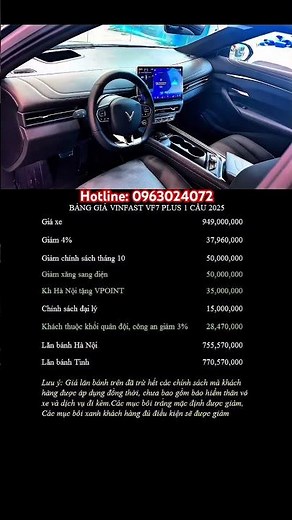 Bảng giá Vinfast VF7 Plus 1 cầu 2025 #vf7plus #vf7plus1cau #vf7 #vinfastvf7