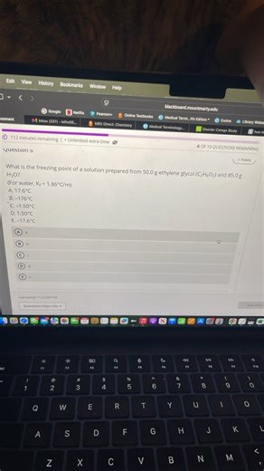 What is the freezing point of a solution prepared from 50.0 g e... | Filo