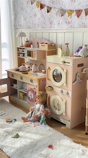 Robud | Playroom Ideas | Let your little princess explore the world through hands-on play in this pink paradise! 💕 The Pink Wooden Kids Kitchen Play Set comes with... | Instagram