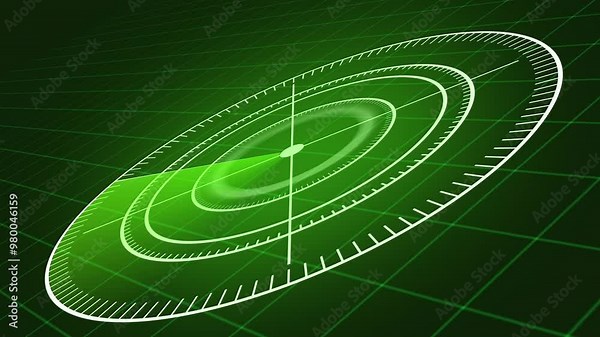 3d radar Navigation is looking for objects. radar animation on grid background.