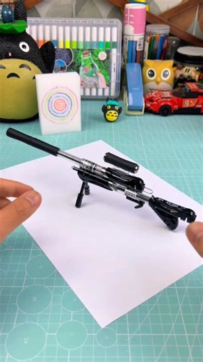 Paper Craft Ideas | Build an awesome AWM sniper rifle toy using just three gel pens! Take one pen apart, stretch the spring, and connect the parts inside the... | Instagram