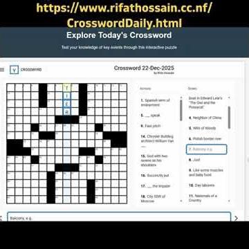 Corssword Daily 22-December-2025 (Solve Crosswords Daily! :-) #Crosswords