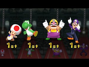 Mario Party 9 - Minigame - Toad vs Yoshi vs Waluigi vs Wario (Master Cpu)