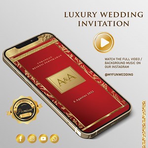 Red & Gold Wedding Video Invitation: Animated Save the Date (digital) - Etsy