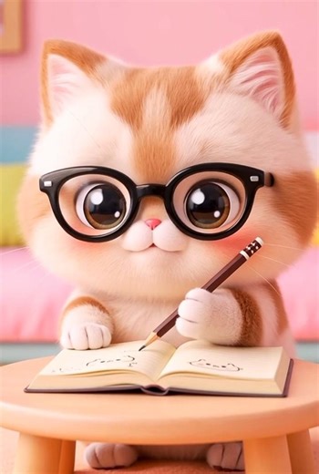 Cute Cartoon Cat Writing in Notebook 🐱📚| Adorable Study Time ASMR | Smart Cat Animation #shorts#asmr