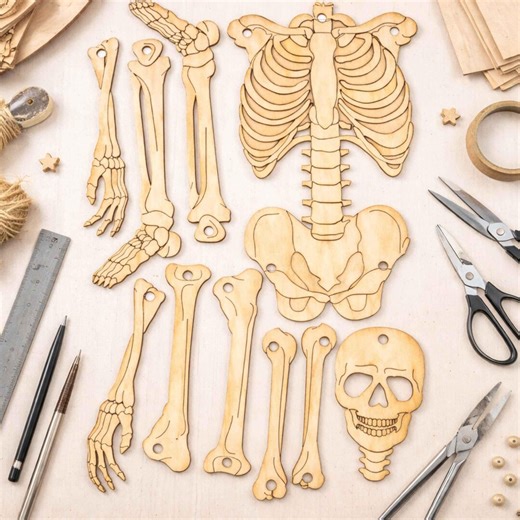 Human Skeleton SVG DXF Files for Laser Cut & Engrave | Plywood Skeleton Model Template | CNC Glowforge Xtool Lightburn Design - Etsy