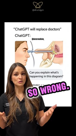 Alexandra Dubinskaya MD, FACOG, NCMP, IF on Instagram: "🔍 “Bladder cystoscopy or… nasal endoscopy?” ChatGPT really said: same thing, bestie. 😅 ㅤ As a doctor, nothing makes me laugh (and cry) harder than when Google, WebMD, and now AI confidently give patients absolutely wild medical advice. ㅤ Listen, I love a good internet search as much as anyone, but sometimes the algorithm is just out here making things up. ㅤ So if you ever find yourself thinking, “Hmm… this doesn’t seem right…” …it probabl