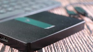 Download external hard drive and a keyboard on table for free