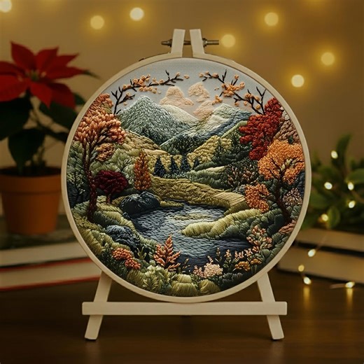 Autumn Mountain Landscape Embroidery Kit for Beginners | River Valley Satin Stitch | DIY Nature Scenery | Adult Hobby Craft - Etsy Canada