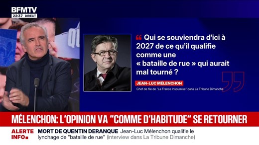 Mort de Quentin Deranque: Jean-Luc Mélenchon, chef de file de "La France insoumise" estime qu'il s'a