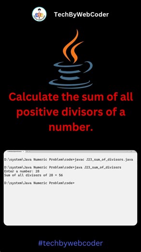 Day 23: Sum of Divisors Number in Java