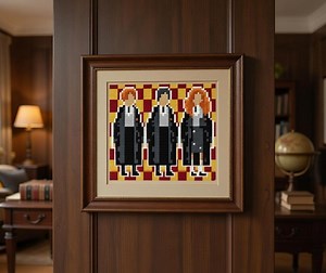 Fantasy Wizard Trio Cross Stitch Pattern, Pixel Style Magic School Design, Digital PDF - Etsy