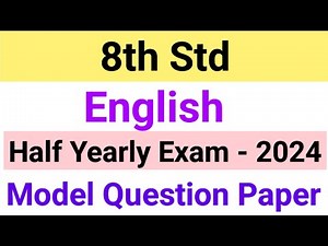 8th Std - English | Half Yearly Exam - Model Question Paper | 2024