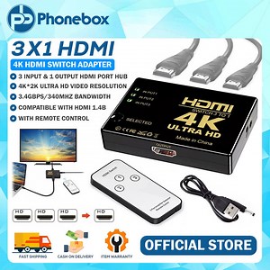 PHONEBOX Ultra HD 4K HDMI Switch / Splitter 1x3 Port with IR Remote for 3D 4K 2K Video Switcher HDMI 1 Input 3 Output HUB | Lazada PH