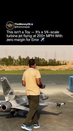 The Money Ok on Instagram: "This isn’t a toy — it’s a precision aircraft with zero tolerance for error. ⚙️🔥 High-end 1/4-scale RC turbine jets are built like real aircraft, not hobby models. Carbon fiber structures, composite skins, aluminum spars, and full turbine propulsion replace foam, plastic, and electric motors. The engine alone is a genuine jet turbine, capable of pushing speeds beyond 200+ mph, depending on configuration and conditions. Flight control goes far beyond basic RC inputs. T