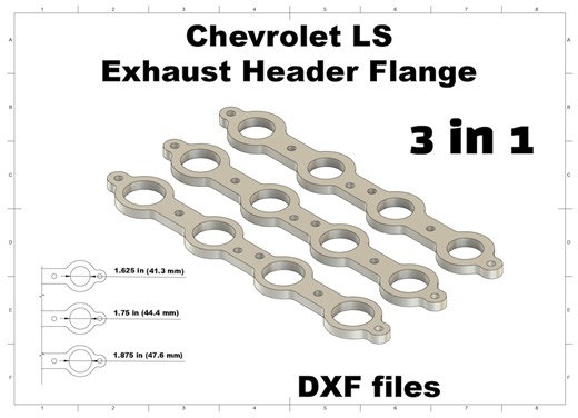 Chevrolet LS Header Flange DXF Files | 3-in-1 Round Port (digital Download) - Etsy