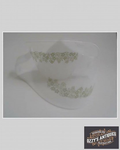 Vintage 70's Corelle By Corning Green Floral Coffee Cup-Spring Blossom