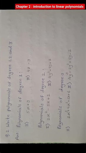 class 9th | chapter 2 : introduction to linear polynomials | exercise set 2.1