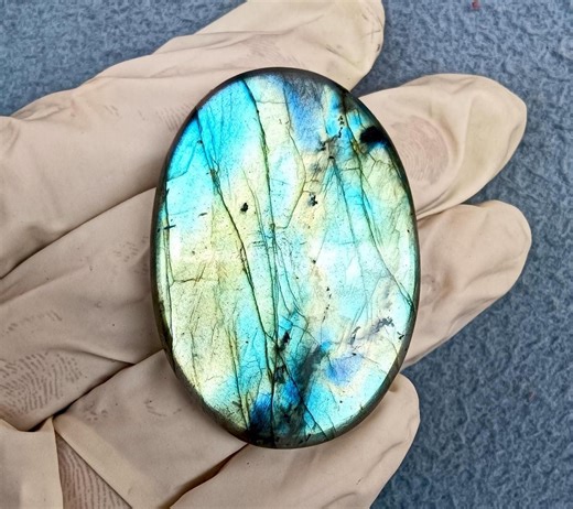 Natural Green Yellow Flash Labradorite Oval Cabochon Gemstone Size (45x31x6)mm Weight Carat 82 - Etsy