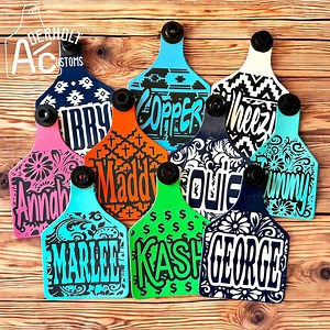 Custom Engraved Ear Tag - Add Your Cattle Brand - Lifetime Warranty - Ritchey Never Fades - Tags Made and Engraved in the USA - Etsy