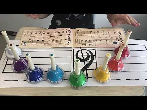 How to play songs for Kids on colored Bells.