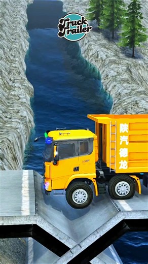 Daily Truck Spintires Mudrunner aeps 303. Long Yellow Dump Truck Tows Blue Zil Rig Over Speed Bumps