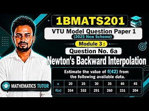 1BMATS201 Numerical Methods | Question 6(a) Interpolation | VTU Model Question Paper