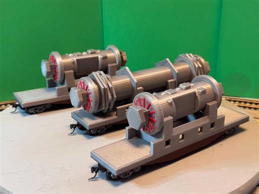 Cybertronic Hobby's HO Scale 50' Nuclear Waste Transport Flatcars (3) - Kadee 148 Couplers - Metal Wheels - Ready to Run - Set #2 - Etsy